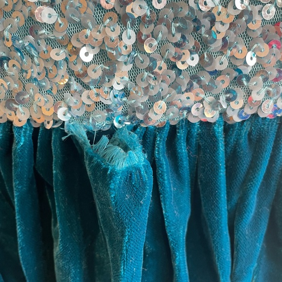 Mini Boden Teal Sequin Velvet Dress - size 5/6 and size 9/10 - Picture 6 of 10